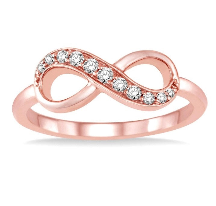 14K Two Tone Gold Infinity Diamond Promise Ring